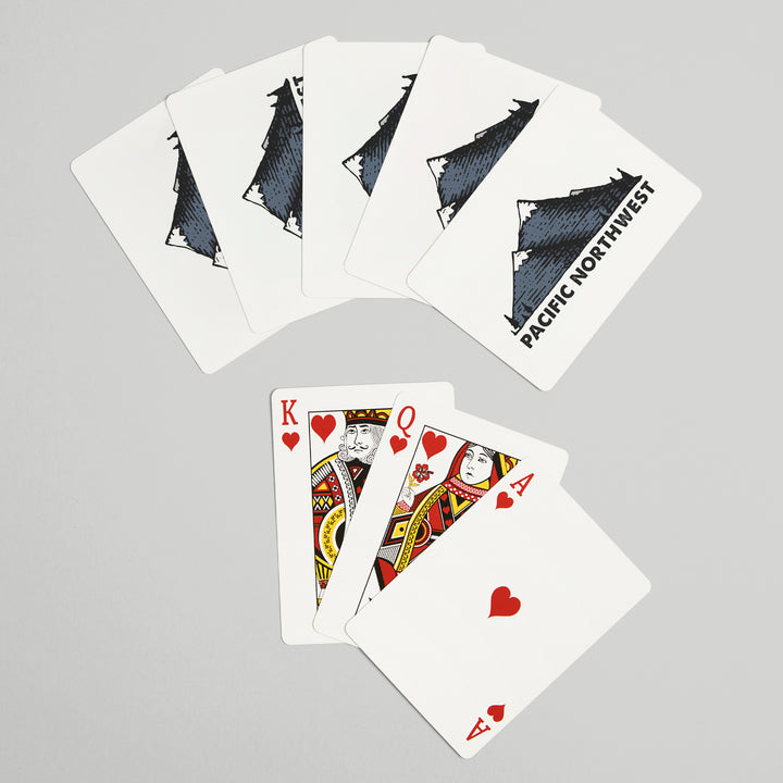 Playing Cards, Pacific Northwest, Mountains, Icon, 52 Card Deck with Jokers in Box, Unique Art