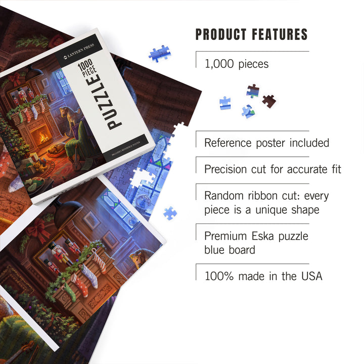 Christmas Morning, Stockings above Fireplace, 1000 Piece Jigsaw Puzzle