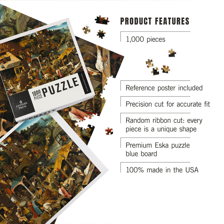 Netherlandish Proverbs (Artist: Pieter Bruegel the Elder) c. 1559, Masterpiece Classic, 1000 Piece Jigsaw Puzzle
