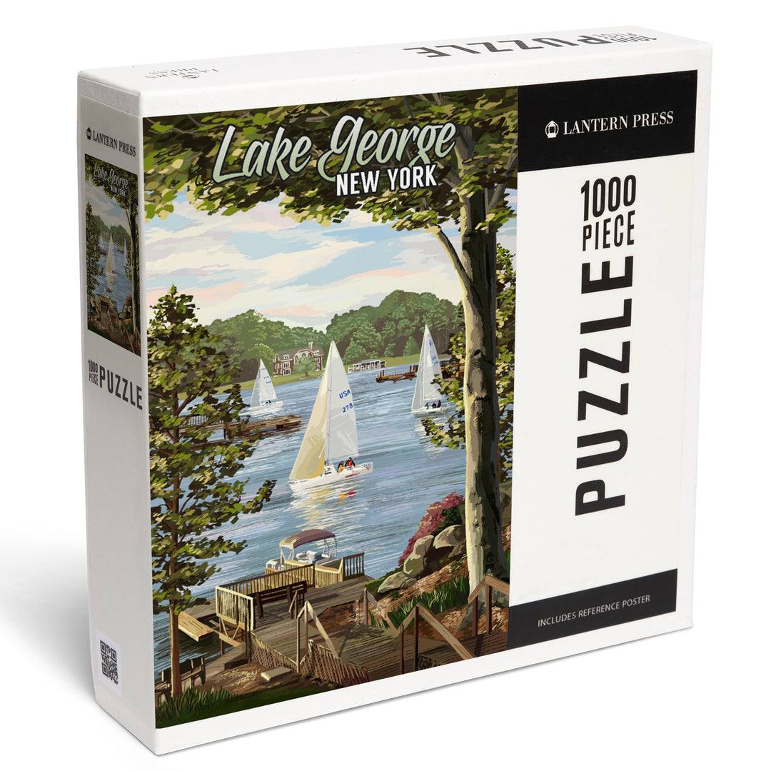 Lake George, New York, Lake View and Sailboats, Jigsaw Puzzle