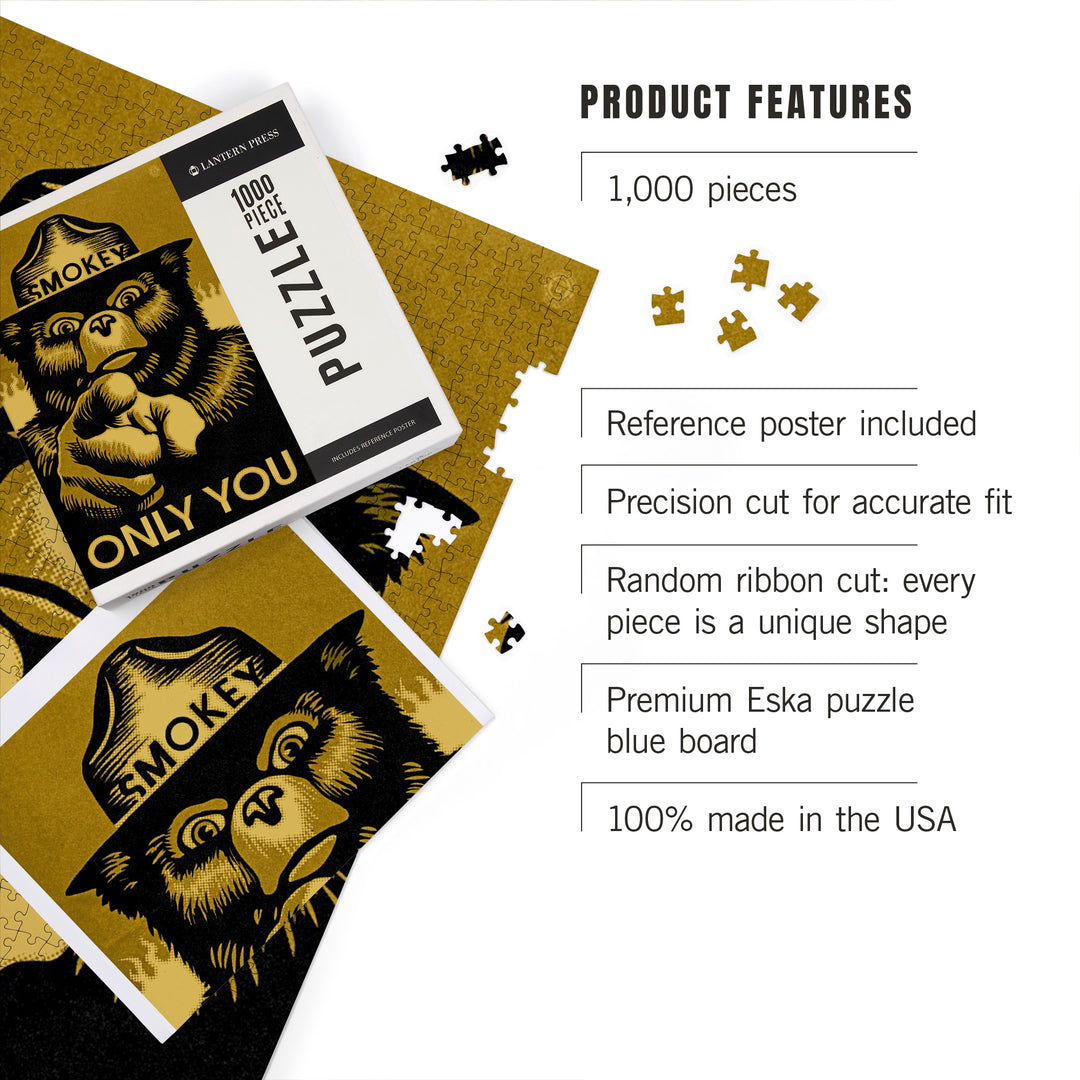 Smokey Bear, Only You, Halftone Yellow, Officially Licensed, Jigsaw Puzzle