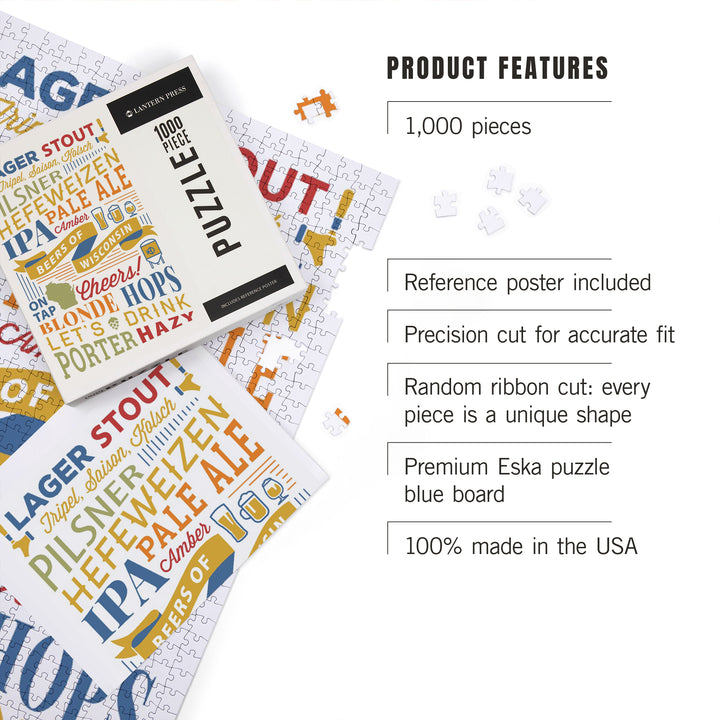 Beers of Wisconsin, Typography, Jigsaw Puzzle