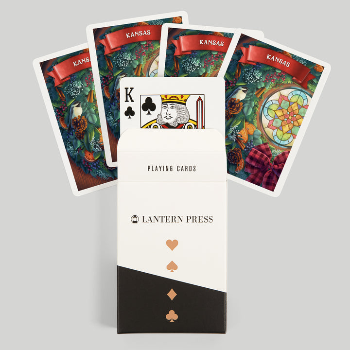 Playing Cards, Kansas, Front Door with Wreath, 52 Card Deck with Jokers in Box, Unique Art