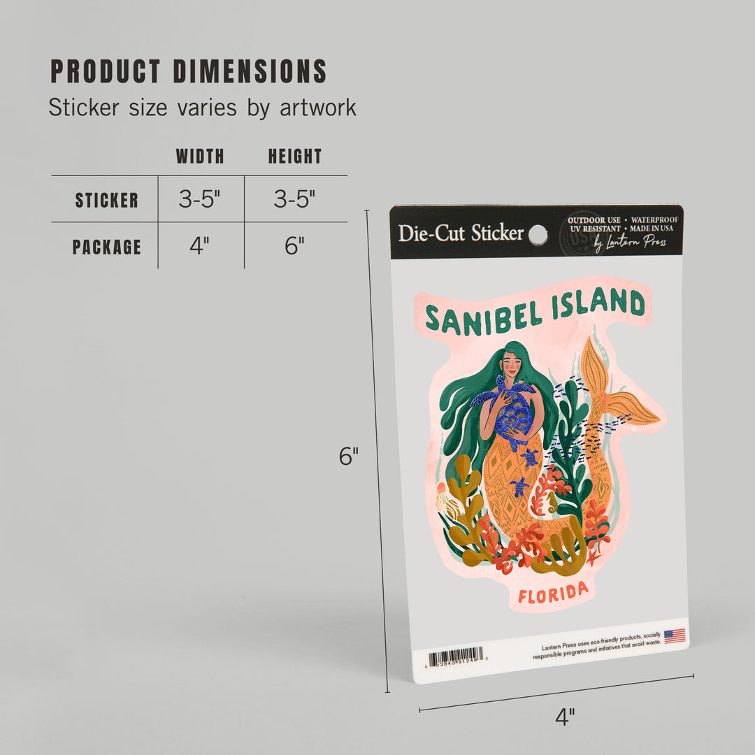 Sanibel Island, Florida, Mermaid, Friend Of The Deep, Vinyl Sticker