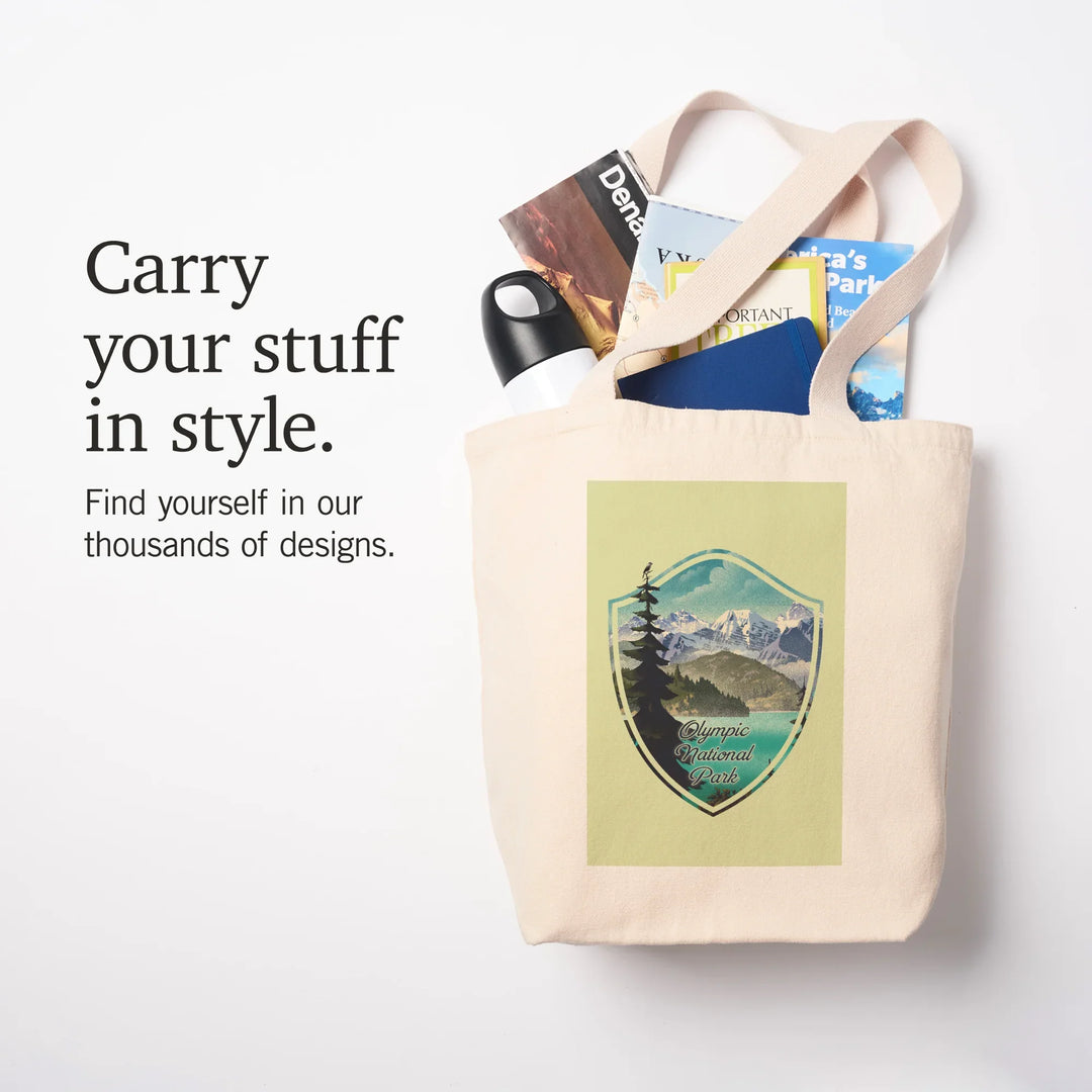 Olympic National Park, Washington, Lithograph Series, Lake and Mountains,, Tote Bag