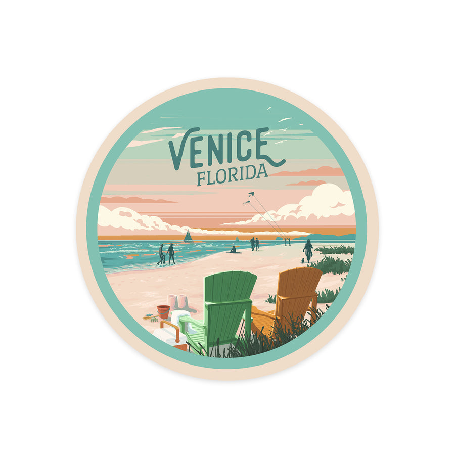 Venice, Florida, Painterly, Bottle This Moment, Beach Chairs, Contour, outdoor vinyl stickers