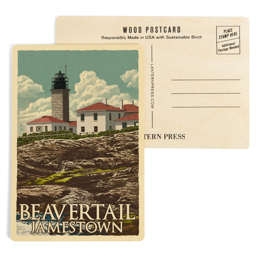 Jamestown, Rhode Island, Letterpress, Beavertail, Wood Sign and Postcards