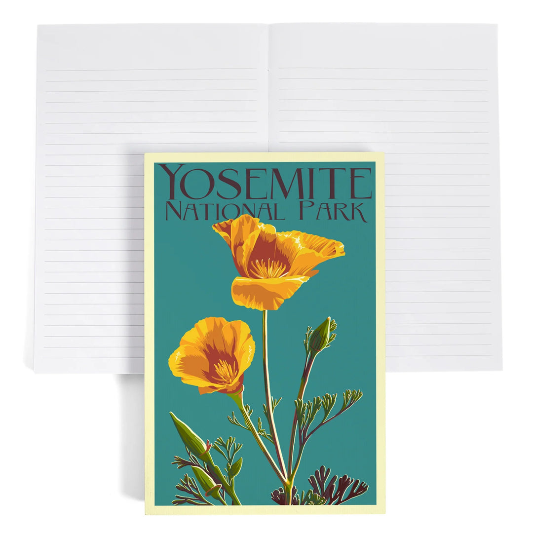Lined 6x9 Journal, Yosemite National Park, California, Poppy, Letterpress, Lay Flat, 193 Pages, FSC paper