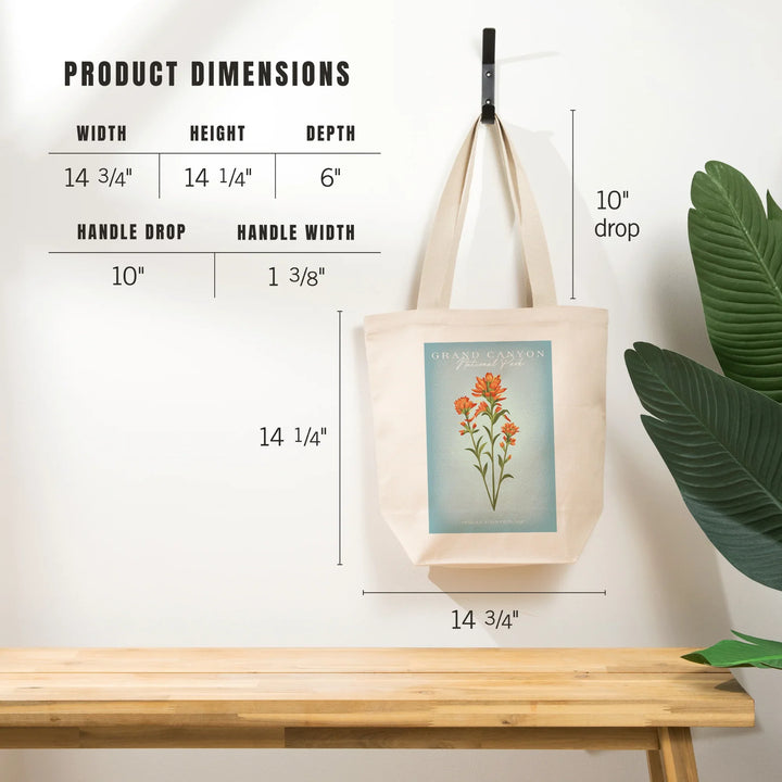 Grand Canyon National Park, Arizona, Vintage Flora, Indian Paintbrush, Tote Bag