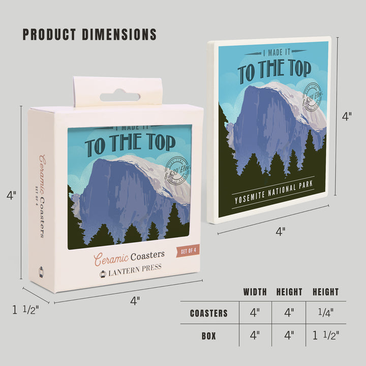 Yosemite National Park, California, I Made it to the Top, Half Dome, Lithograph, Coasters