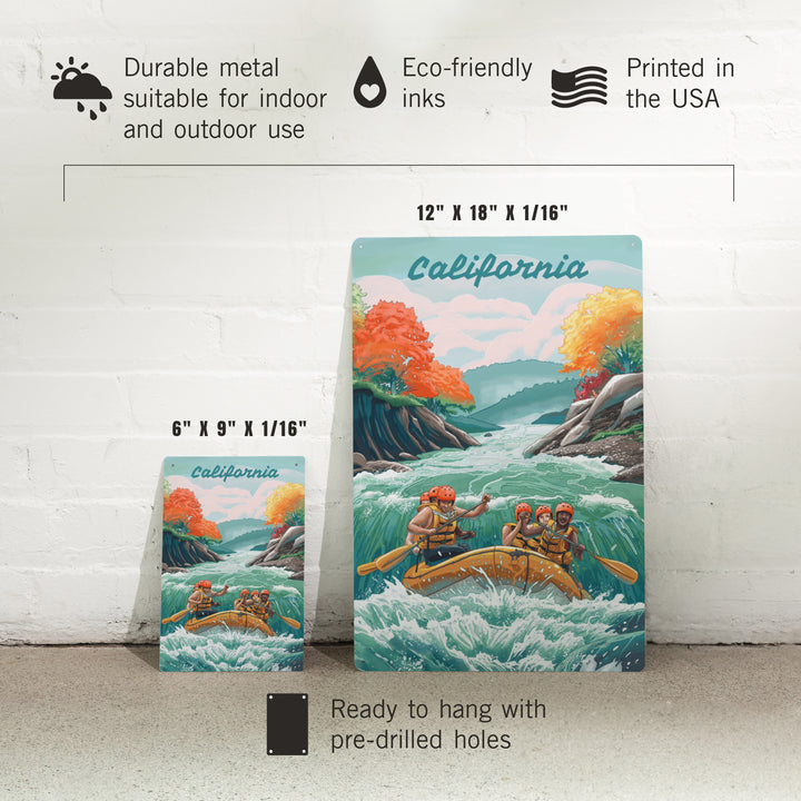 California, Seek Adventure, River Rafting, Metal Signs - Lantern Press