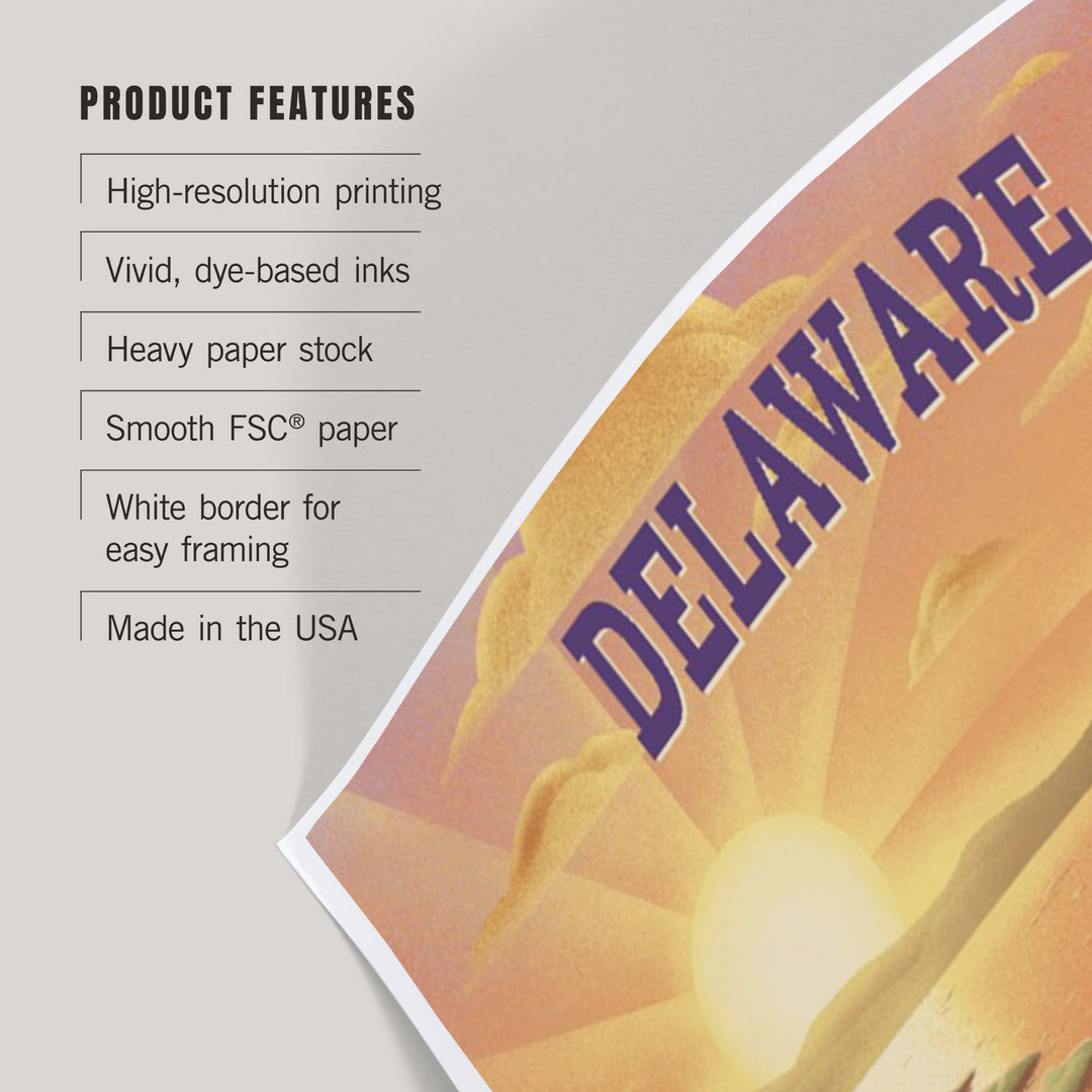 Delaware, Lithograph, Bear and Spring Flowers, Lake, Art & Giclee Prints