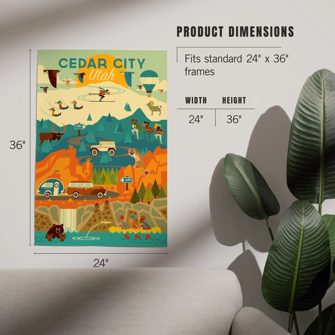 Cedar City, Utah, Mountain, Geometric, Art & Giclee Prints Art Lantern Press 