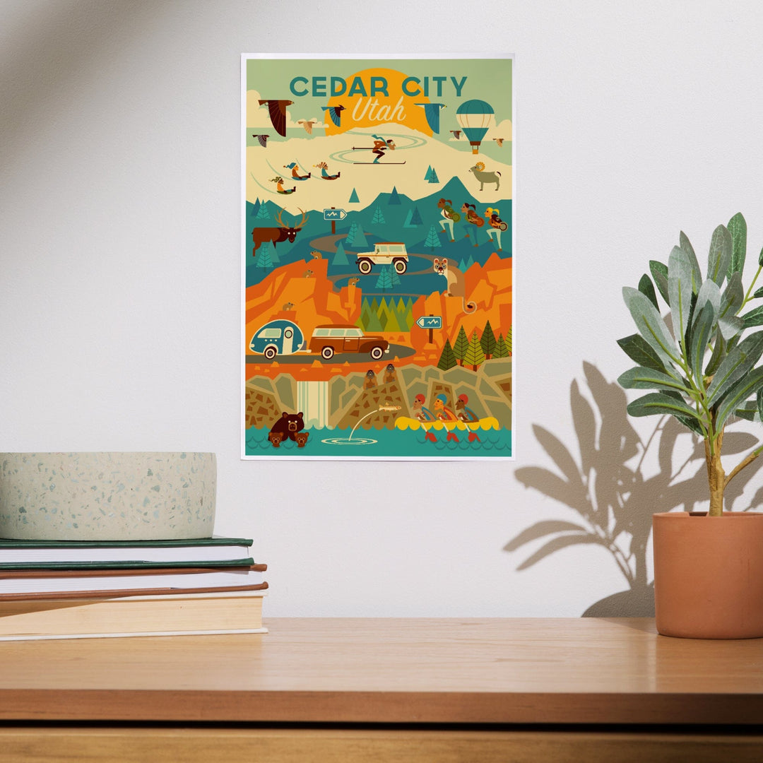 Cedar City, Utah, Mountain, Geometric, Art & Giclee Prints Art Lantern Press 