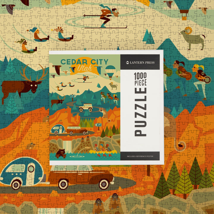 Cedar City, Utah, Mountain, Geometric, Jigsaw Puzzle Puzzle Lantern Press 