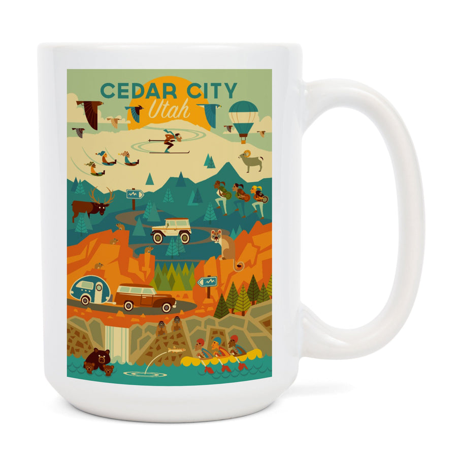 Cedar City, Utah, Mountain, Geometric, Lantern Press Artwork, Ceramic Mug Mugs Lantern Press 