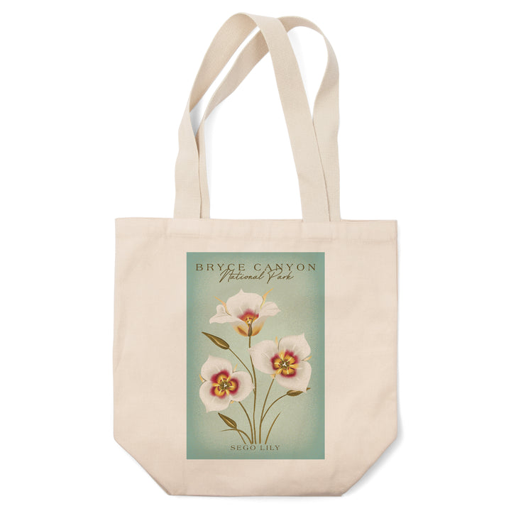 Bryce Canyon National Park, Vintage Flora Series, Sego Lily, Tote Bag