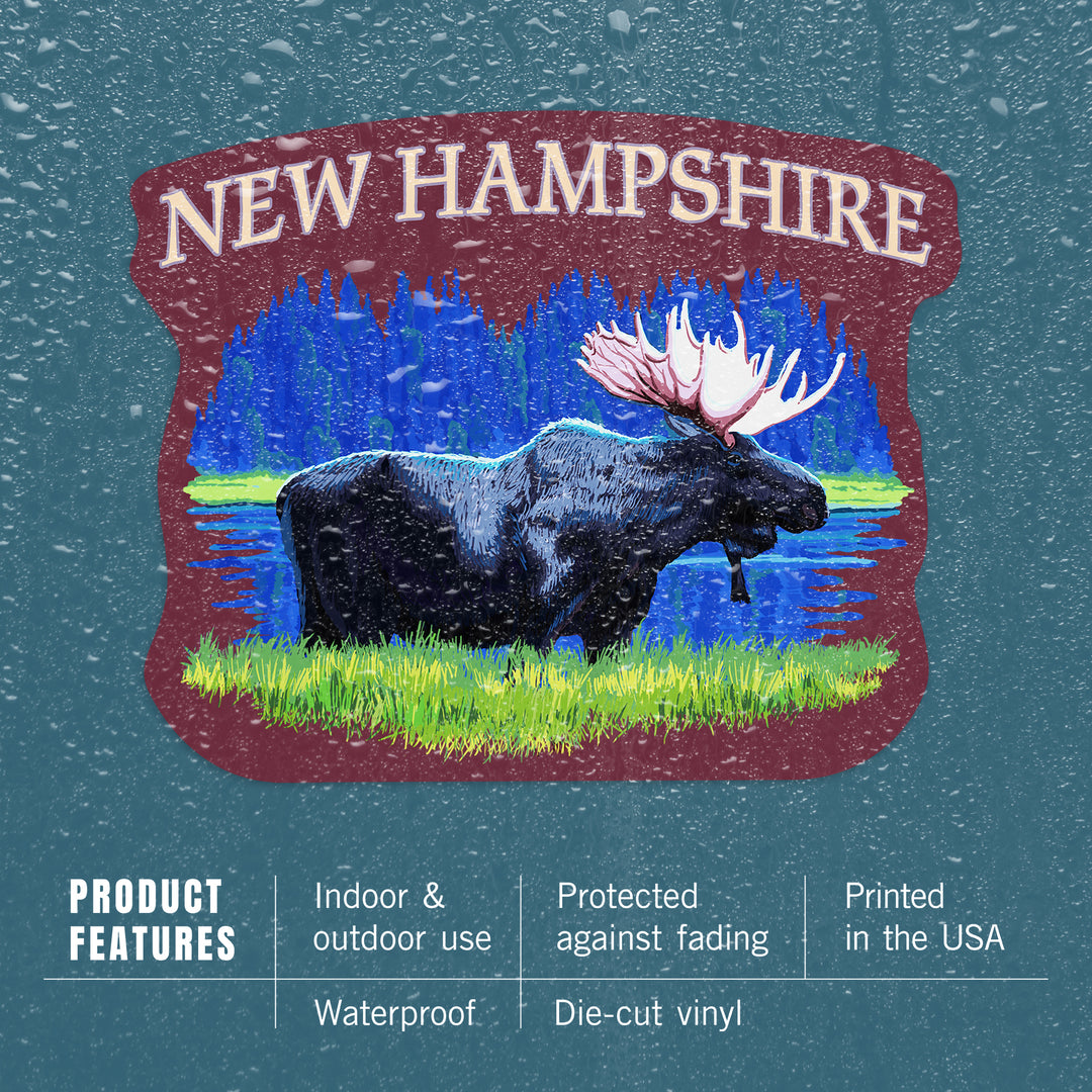 New Hampshire, Moose in the Moonlight, Contour, Vinyl Sticker