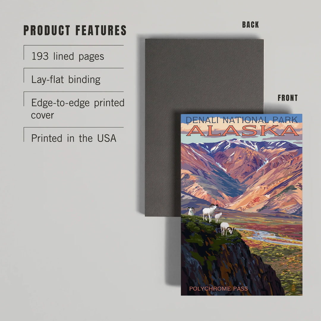 Lined 6x9 Journal, Denali National Park, Alaska, Polychrome Pass, Painterly Series, Lay Flat, 193 Pages, FSC paper