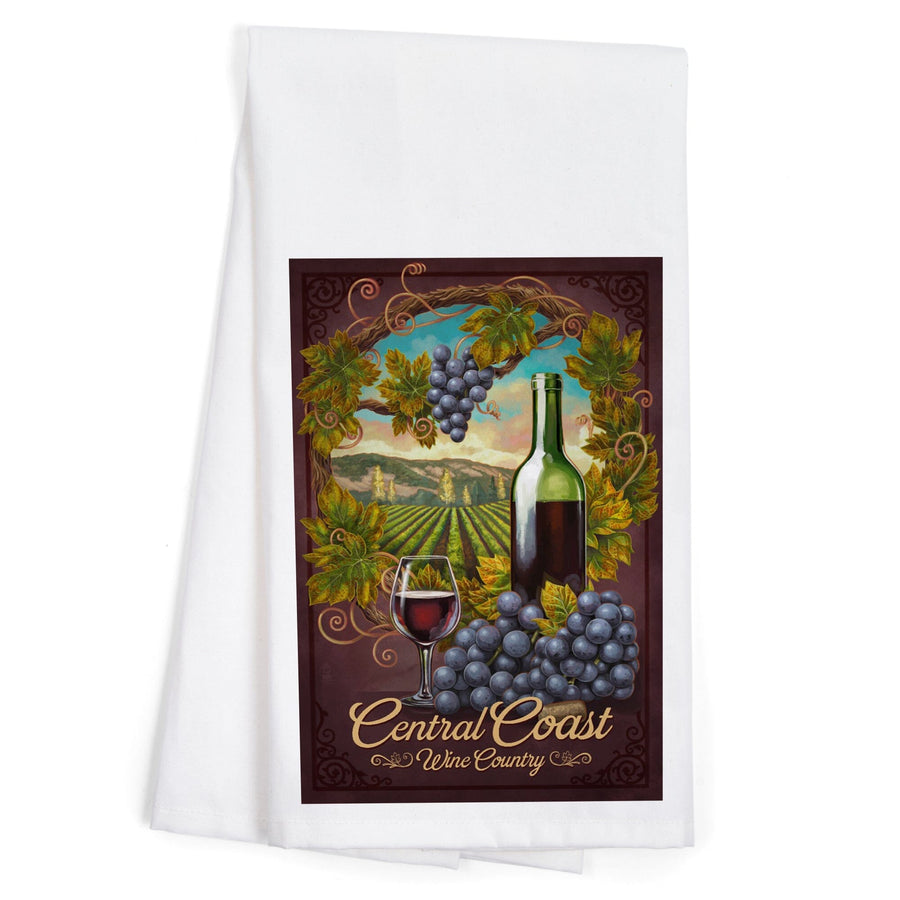 Central Coast, California, Wine Country, Organic Cotton Kitchen Tea Towels Kitchen Lantern Press 