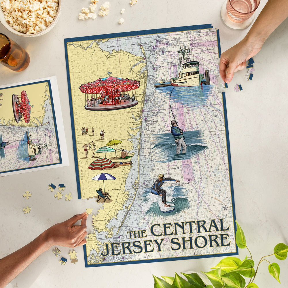 Central Jersey Shore, Nautical Chart #2, Jigsaw Puzzle Puzzle Lantern Press 