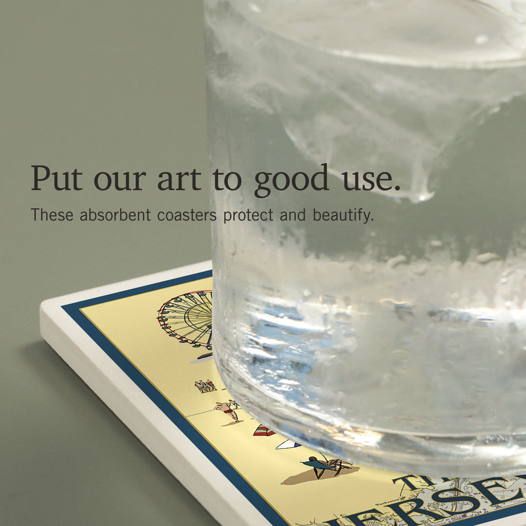 Central Jersey Shore, Nautical Chart, Coasters Coasters Lantern Press 