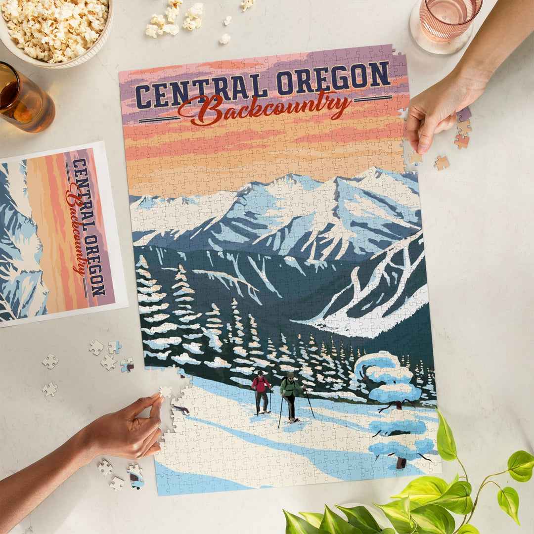Central Oregon Backcountry, Winter Snowshoers, Jigsaw Puzzle Puzzle Lantern Press 
