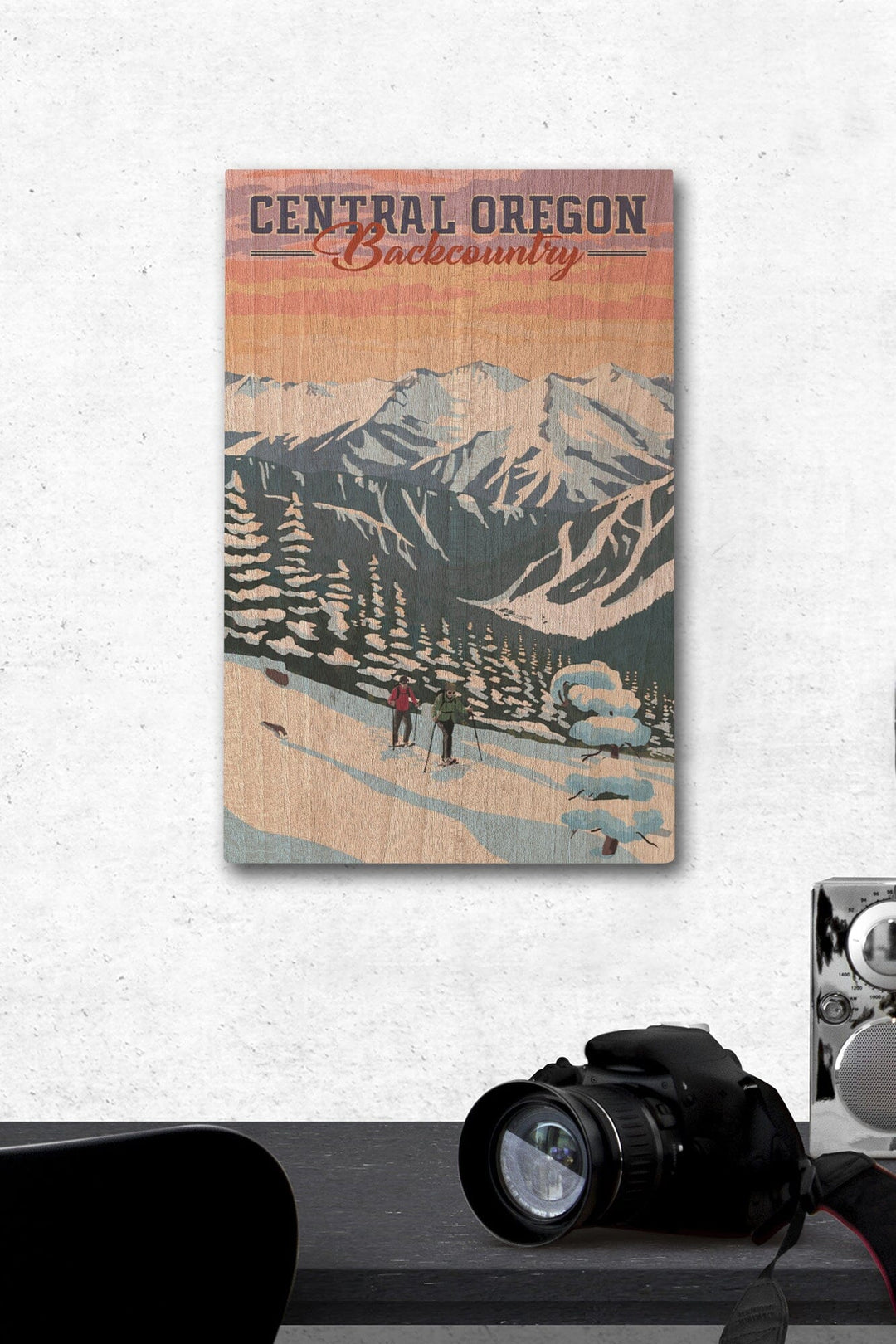 Central Oregon Backcountry, Winter Snowshoers, Lantern Press Artwork, Wood Signs and Postcards - Lantern Press