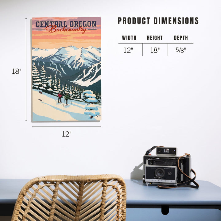 Central Oregon Backcountry, Winter Snowshoers, Lantern Press Artwork, Wood Signs and Postcards - Lantern Press