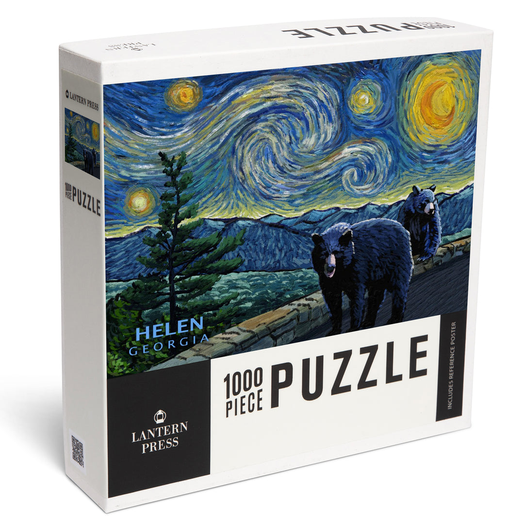 Helen, Georgia, Starry Night, Black Bears, 1000 Piece Jigsaw Puzzle
