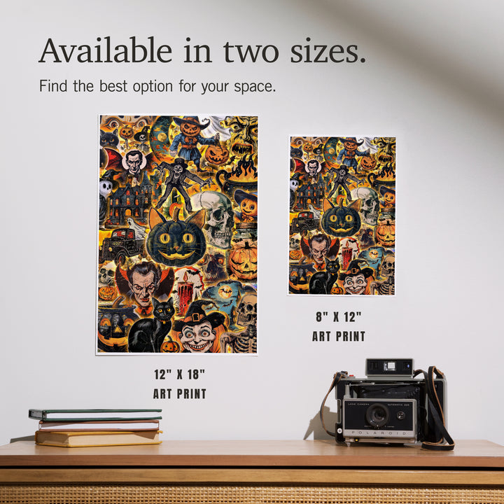 Vintage Halloween Collage, Art & Giclee Prints
