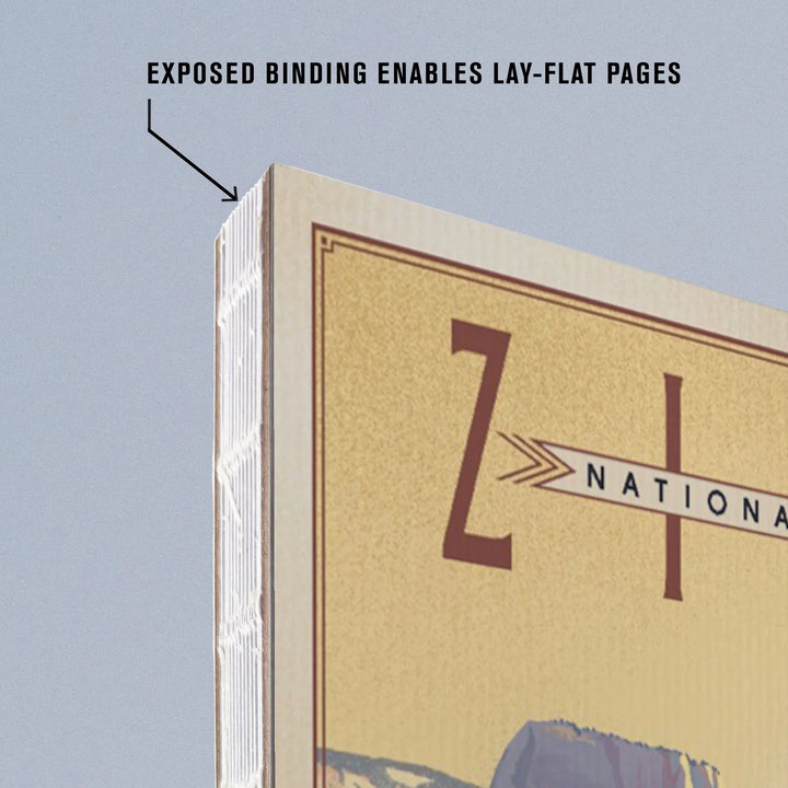 Lined 6x9 Journal, Zion National Park, Lithograph, Lay Flat, 193 Pages, FSC paper