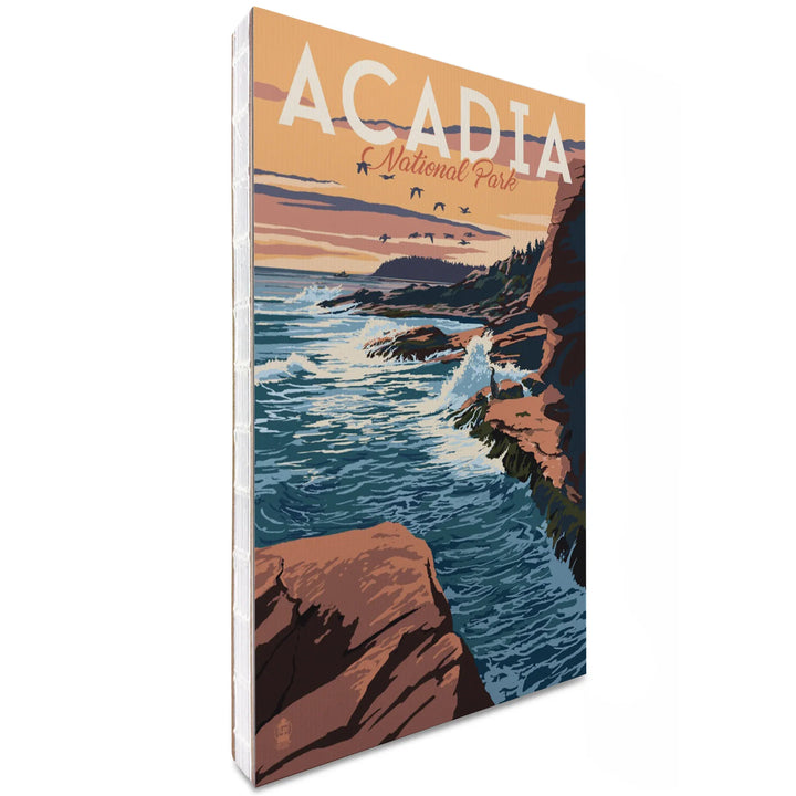 Lined 6x9 Journal, Acadia National Park, Maine, Mount Desert Island Illustration, Lay Flat, 193 Pages, FSC paper