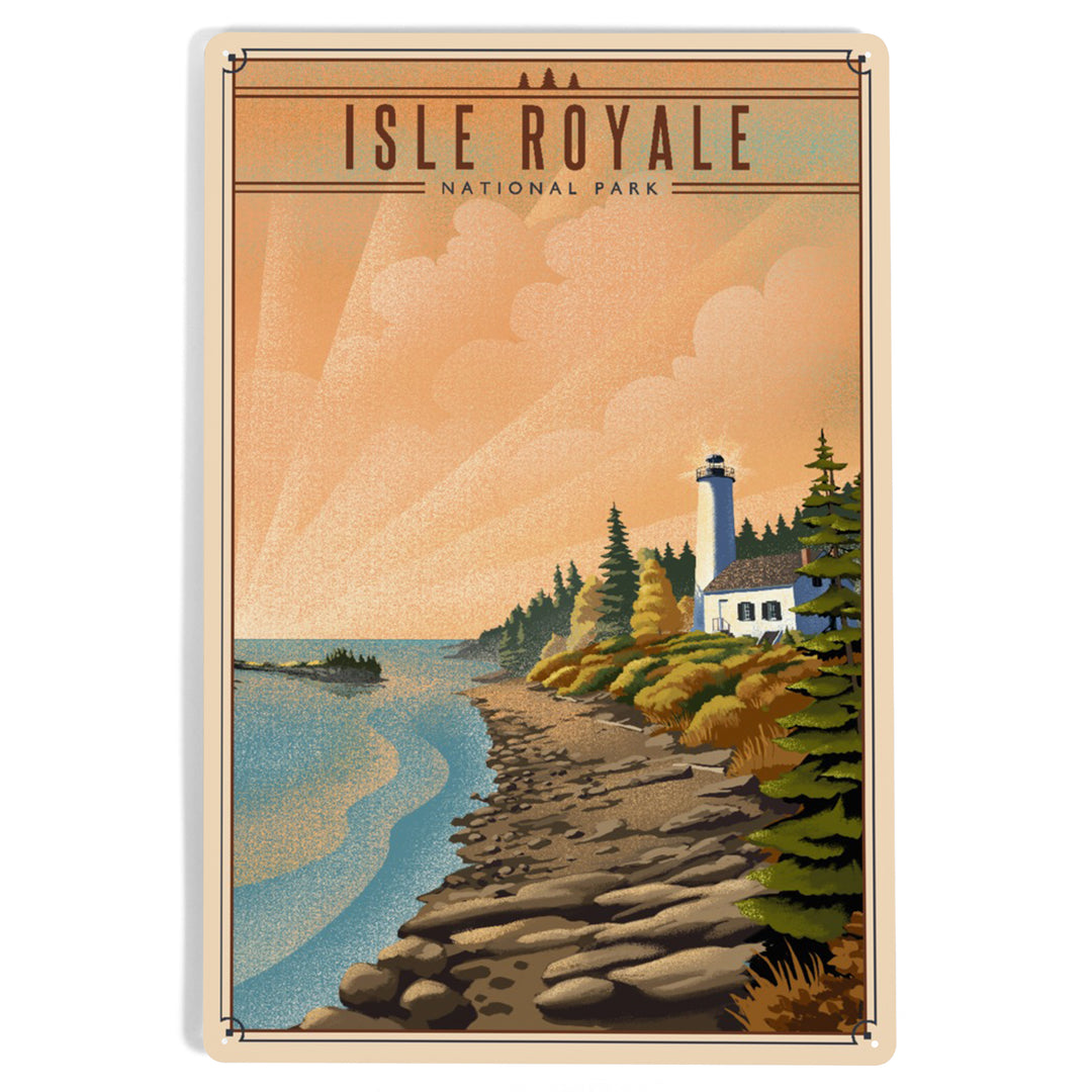 Isle Royale National Park, Michigan, Lithograph National Park Series, Metal Signs
