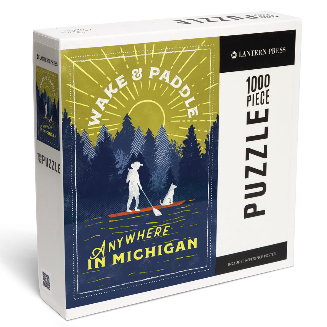 Anywhere In Michigan, Lake Life Series, Wake and Paddle, Landscape With Trees, Jigsaw Puzzle