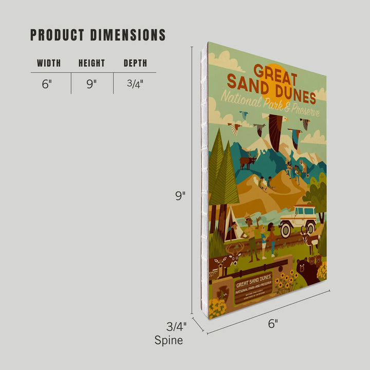 Lined 6x9 Journal, Great Sand Dunes National Park and Preserve, Geometric National Park Series, Daytime Scene, Lay Flat, 193 Pages, FSC paper