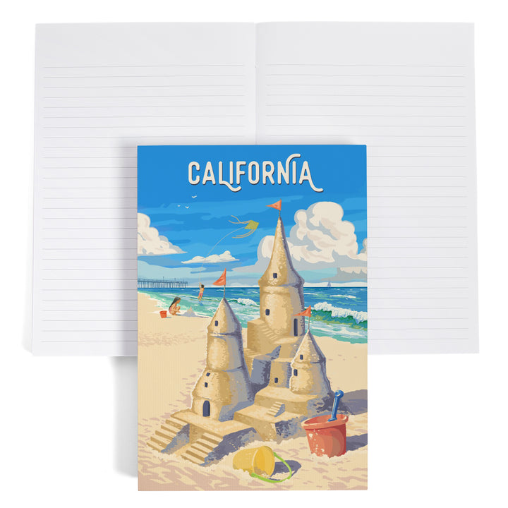 Lined 6x9 Journal, California, Painterly, Soak Up Summer, Sand Castle, Lay Flat, 193 Pages, FSC paper