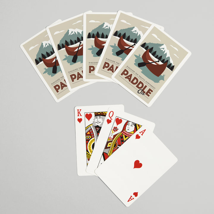 Playing Cards, Discover the Pacific Northwest, Paddle On, Canoe, 52 Card Deck with Jokers in Box, Unique Art