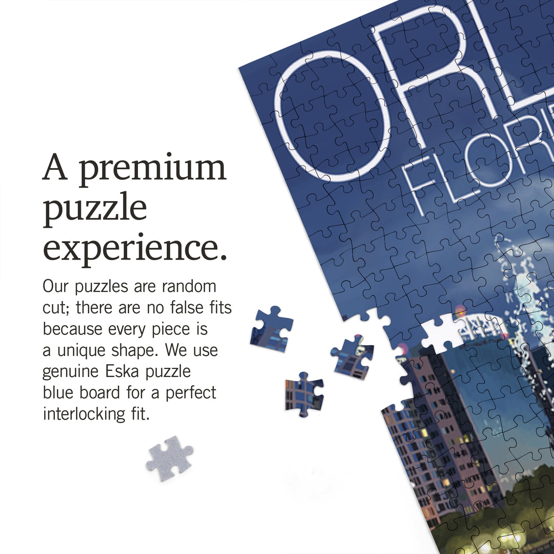 Orlando, Florida, Skyline at Night, Jigsaw Puzzle