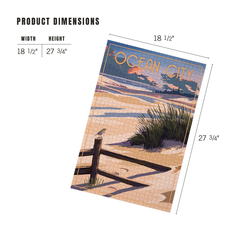 Ocean City, New Jersey, Painterly, Sand and Beachgrass, 1000 Piece Jigsaw Puzzle