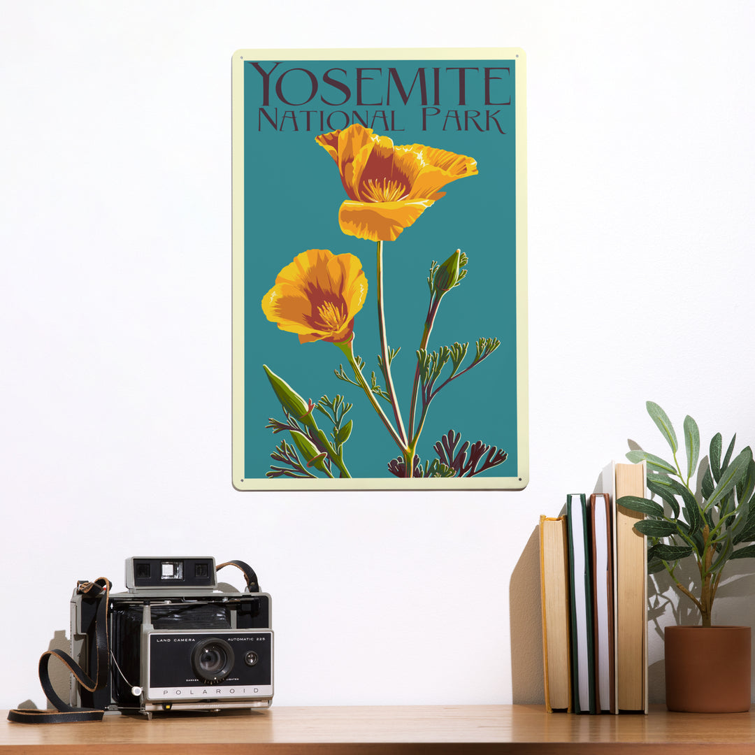 Yosemite National Park, California, Poppy, Letterpress, Metal Signs