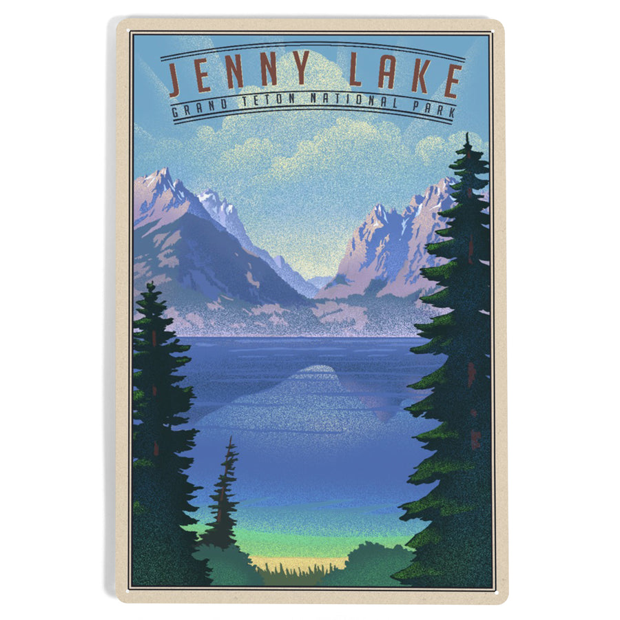 Grand Teton National Park, Wyoming, Jenny Lake, Lithograph National Park Series, Metal Signs - Lantern Press