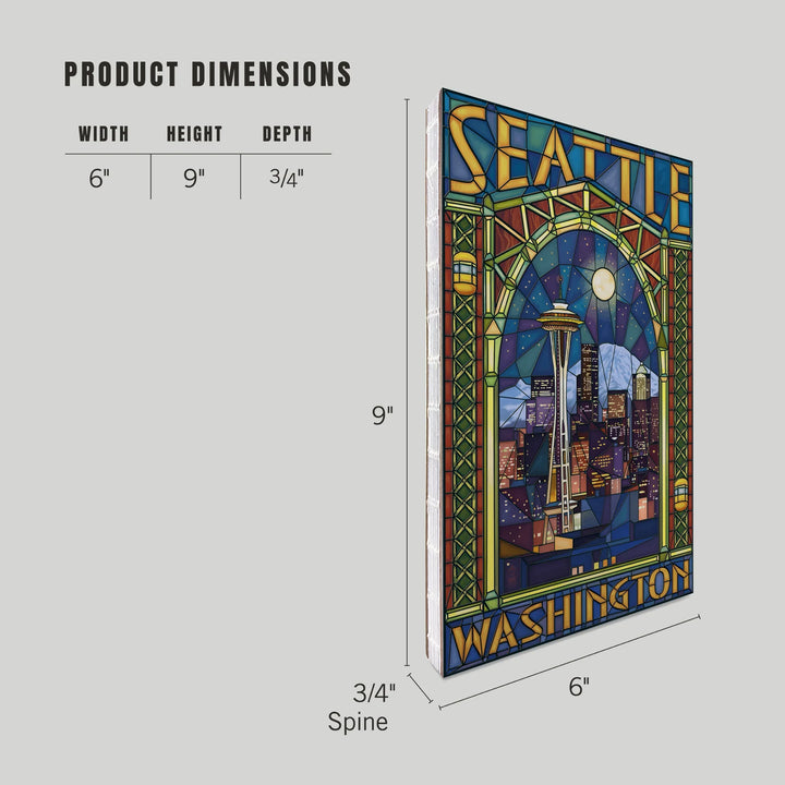 Lined 6x9 Journal, Seattle, Washington, Stained Glass Window, Lay Flat, 193 Pages, FSC paper