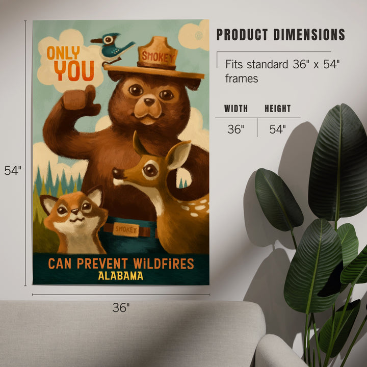 Alabama, Oil Painting, Smokey Bear, Only You Can Prevent Wildfires, Art & Giclee Prints
