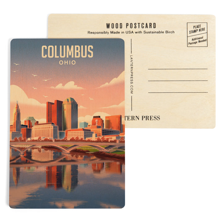 Columbus, Ohio, Lithograph City Series, Wood Sign and Postcards