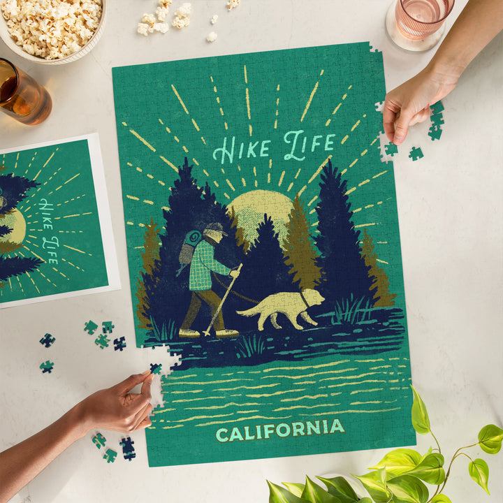 California, Lake Life Series, Hike Life, Jigsaw Puzzle - Lantern Press