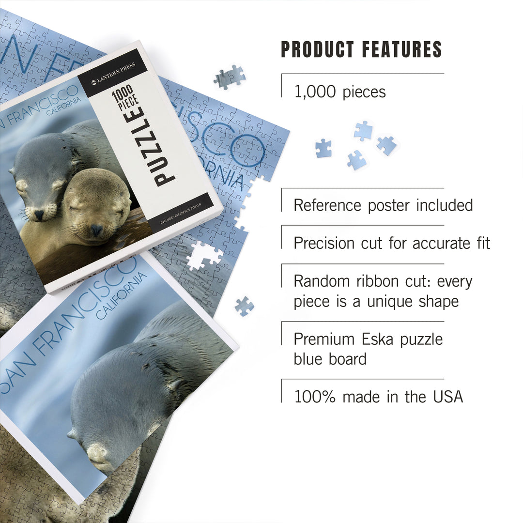 San Francisco, California, Sea Lions Cuddle, Photography, 1000 Piece Jigsaw Puzzle