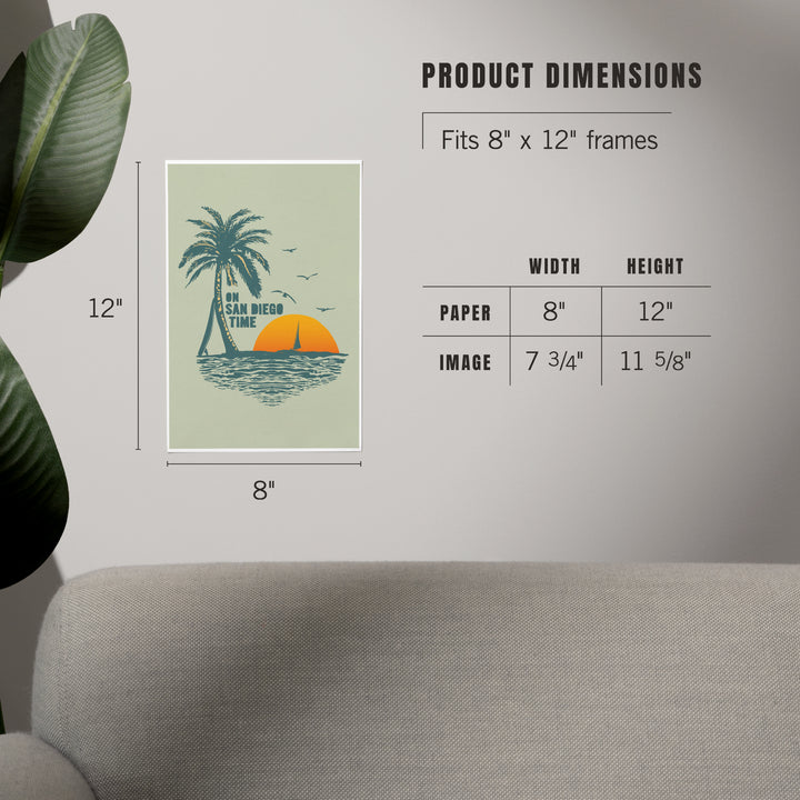 On San Diego Time, Sunset with Palm Tree, Art & Giclee Prints