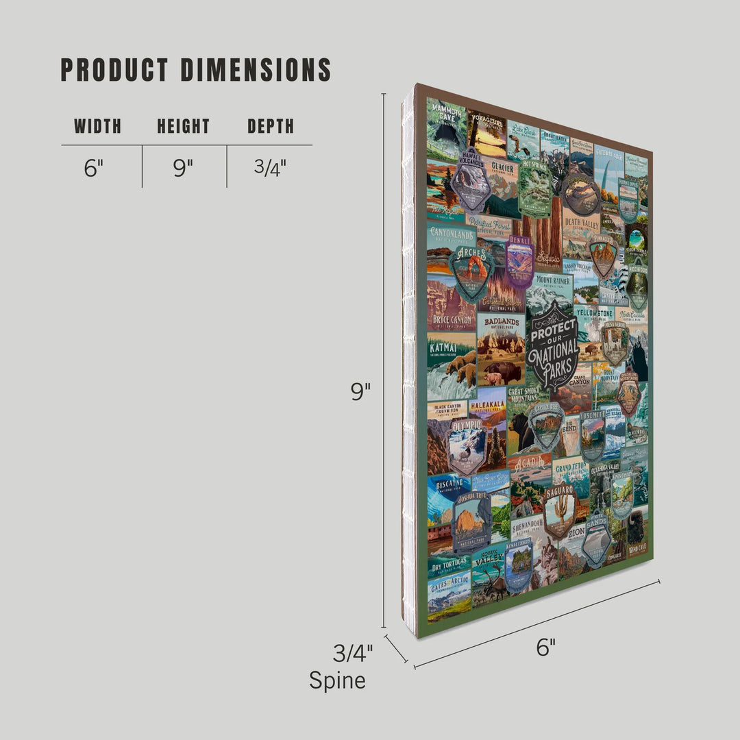 Lined 6x9 Journal, Protect our National Parks Collection, Collage, Lay Flat, 193 Pages, FSC paper