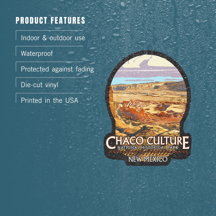Chaco Culture National Historical Park, New Mexico, Contour, Lantern Press Artwork, Vinyl Sticker Sticker Lantern Press 